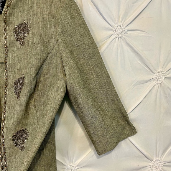 Womens Sage Green Embroidered Blazer Jacket Size 12 - Picture 5 of 7
